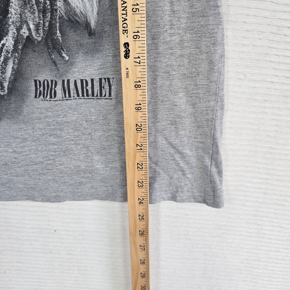 Bob Marley Lion Split Face Graphic T-Shirt Mens Medium Gray Reggae Jamaica Tee - Picture 4 of 6